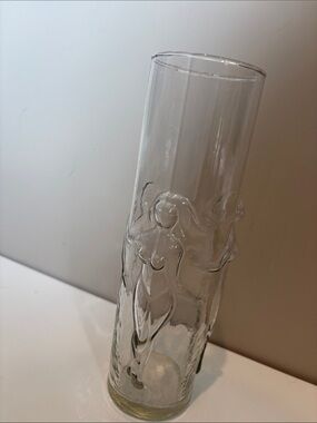 Clear Glass Sculptural Vase with Female Figure